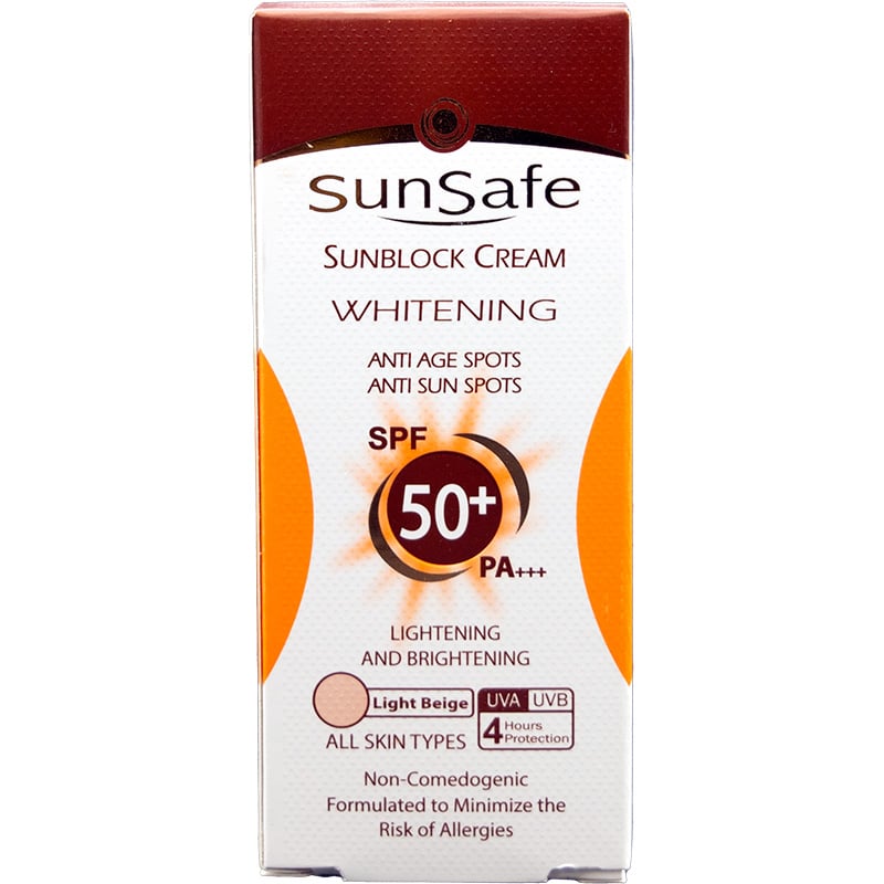 کرم ضد آفتاب SPF 50 روشن کننده سان سیف مناسب انواع پوست